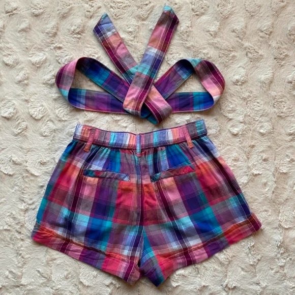 SO Colorful Plaid Shorts Removable Belt - Picture 3 of 11